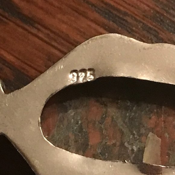 925 Sterling Unakite and Garnet Drop Dangle Pierced Earrings - Picture 3 of 5